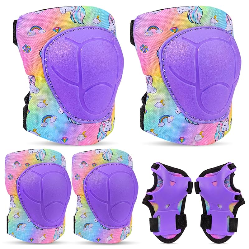 FIODAY Kids Adjustable Protective Gear Set: Knee, Elbow Pads & Wrist G