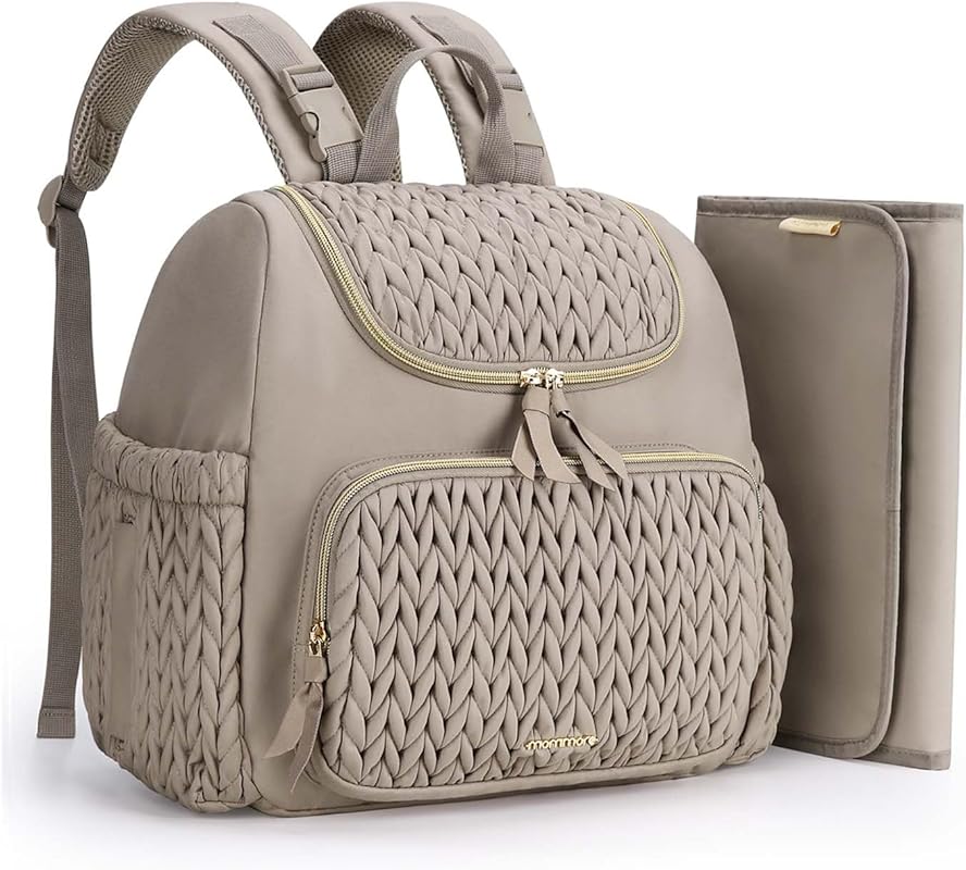 mommore Small Stylish Travel Diaper Backpack with Insulated Pockets, C