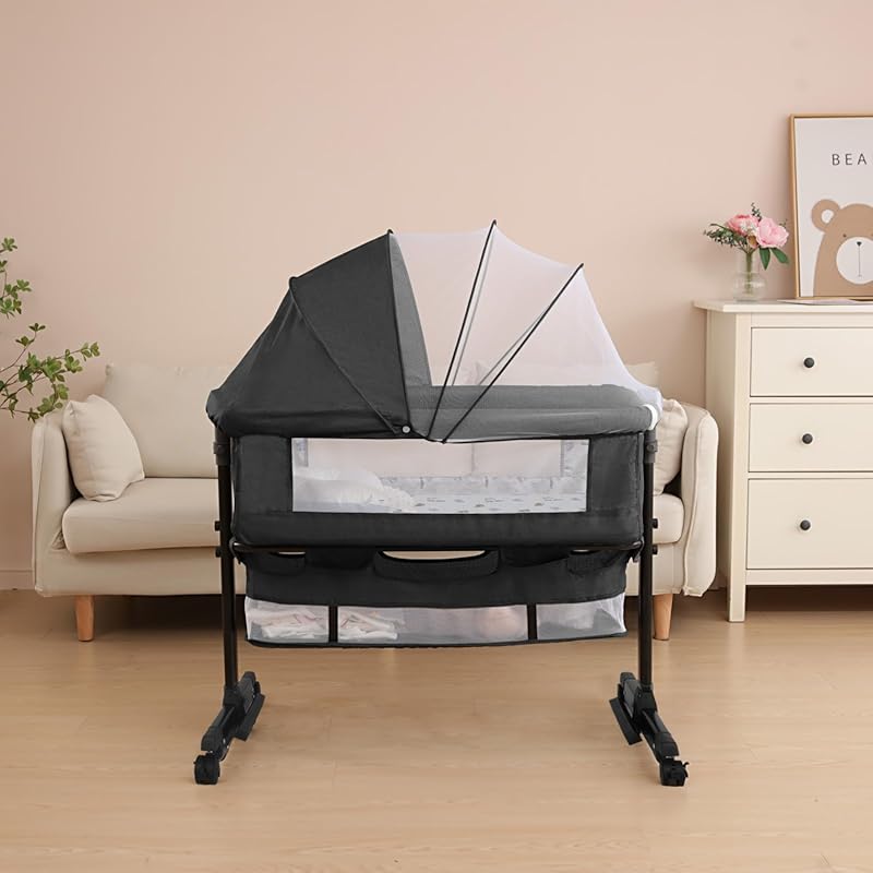 Freestanding 3-in-1 Convertible Baby Bassinet with 360° Swivel Wheels,
