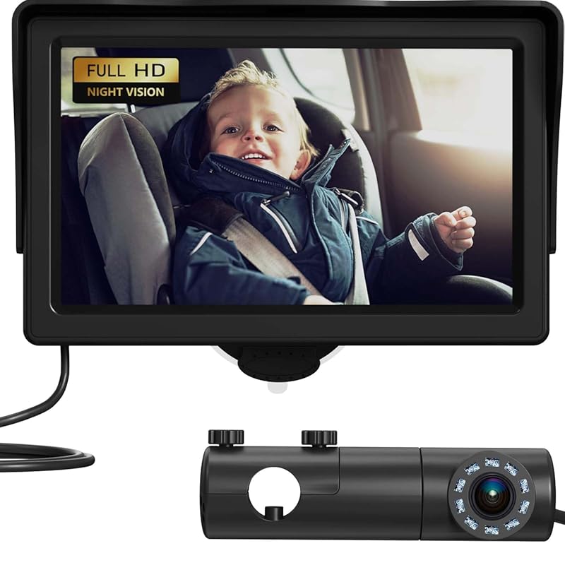 Baby Car Camera with 4.3 inch HD Display, Night Vision Feature, Wide C