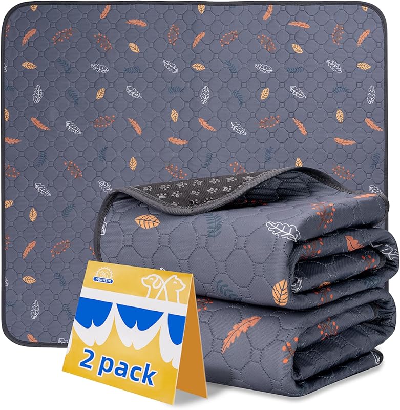 Sunheir Washable Pee Pads for Dogs, 2-Pack Heavy Absorbency Reusable W