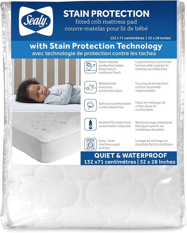 Sealy Baby Stain Protection Waterproof Crib Mattress Protector – Noise