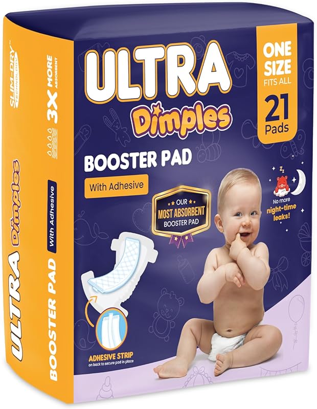 Dimples Baby Diaper Booster Pads with Adhesive, 1 Size Fits All, Boost