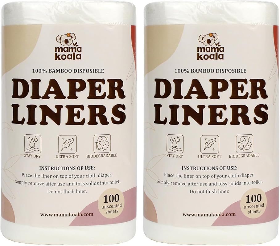 Mama Koala Disposable Natural Diaper Liners for Cloth Diapers, 200 She