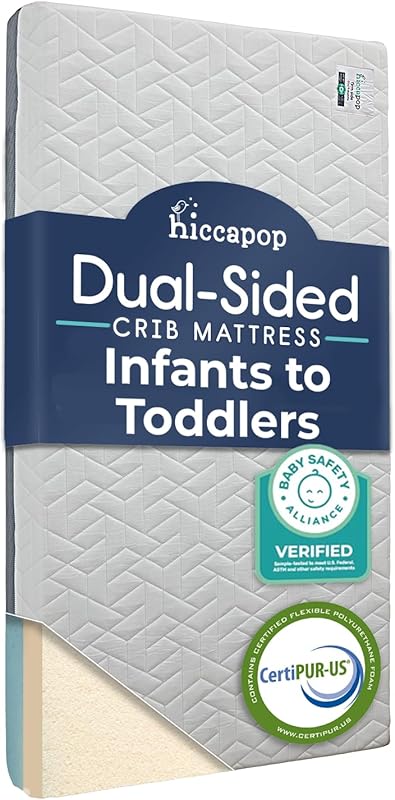 Hiccapop Baby Crib Mattress: Waterproof, Dual-Sided Foam with Firm (Ba