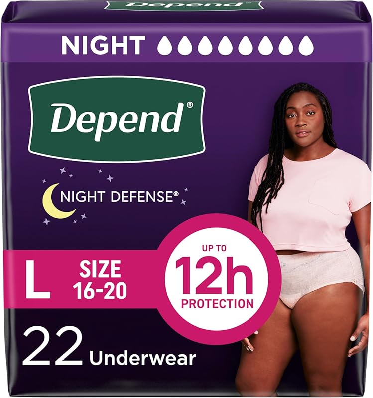 Depend Night Defense Adult Diapers for Women, Overnight Incontinence U