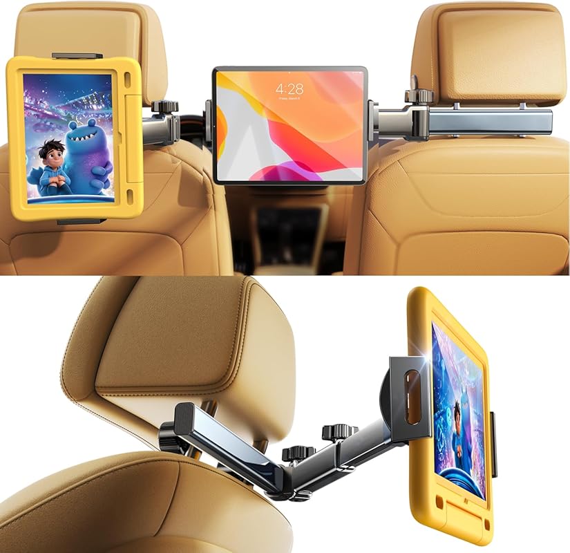 LISEN 3-in-1 iPad Holder for Car Back Seat, Road Trip Travel Essential