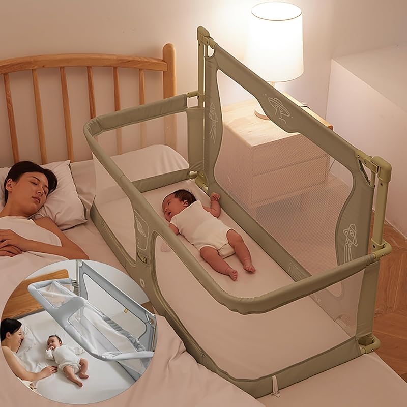 3-in-1 Portable Baby Bassinet Bedside Sleeper & Co-Sleeper Crib with B