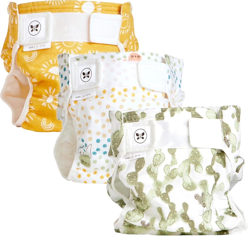 Honest Hybrid Cotton Muslin Cloth Diaper Covers – Large (22-40 lbs), S