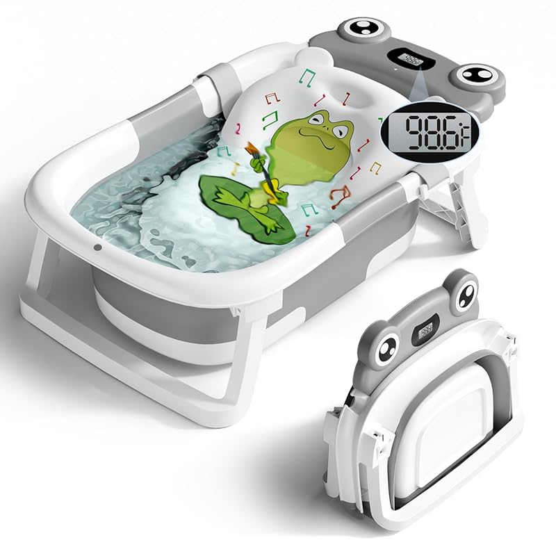 Collapsible Portable Baby Bathtub for Infants to Toddlers with Soft Cu