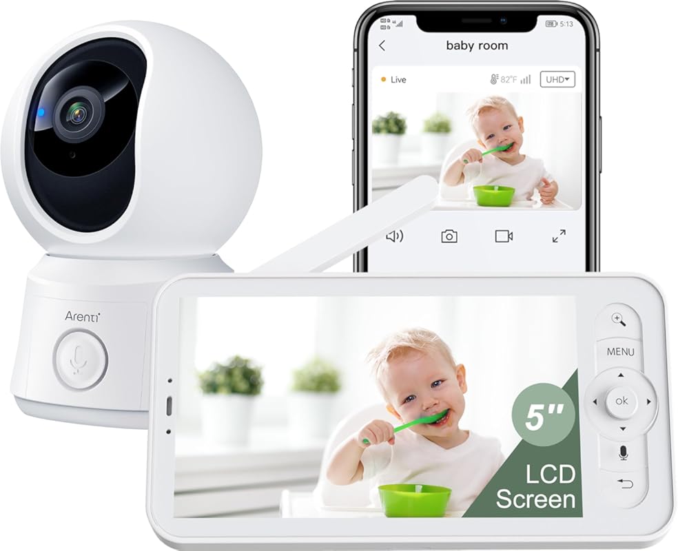 ARENTI WiFi Baby Camera Monitor with 5" Screen, Motion Tracking, Super