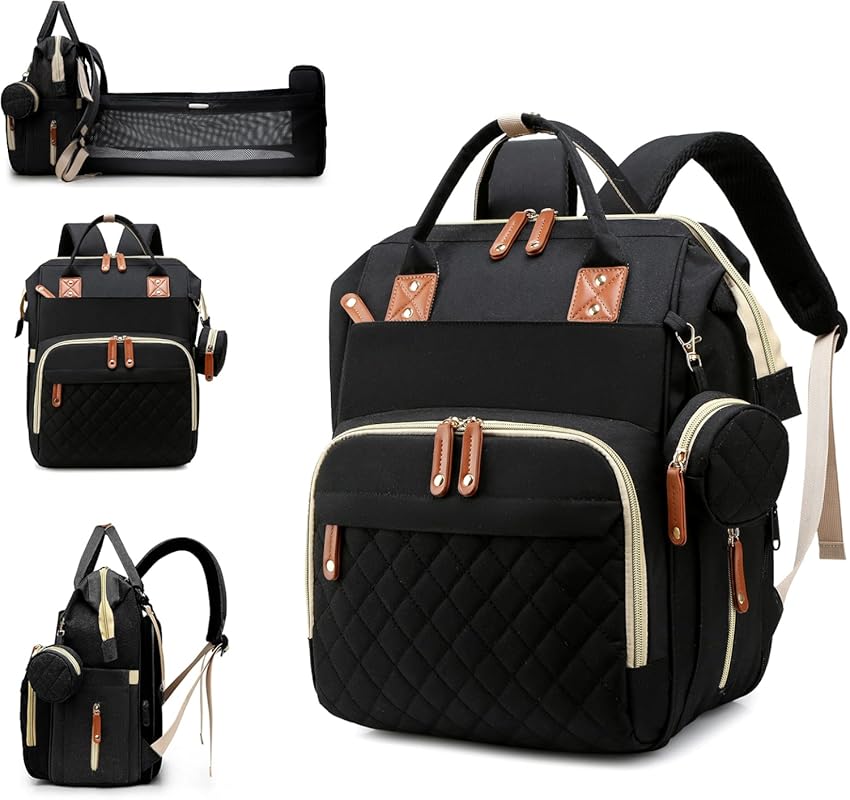 Large Waterproof 3-in-1 Diaper Bag Backpack with Changing Station, Fol