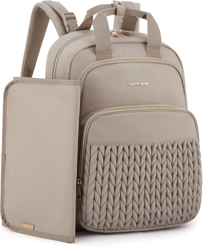 mommore Stylish Diaper Bag Backpack, Large Travel Baby Bag with Insula