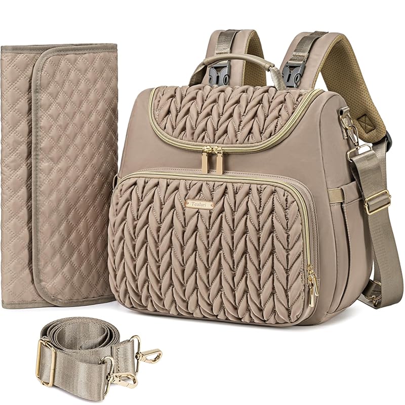Tealari 4-in-1 Convertible Diaper Bag Backpack, Waterproof Travel Bag 