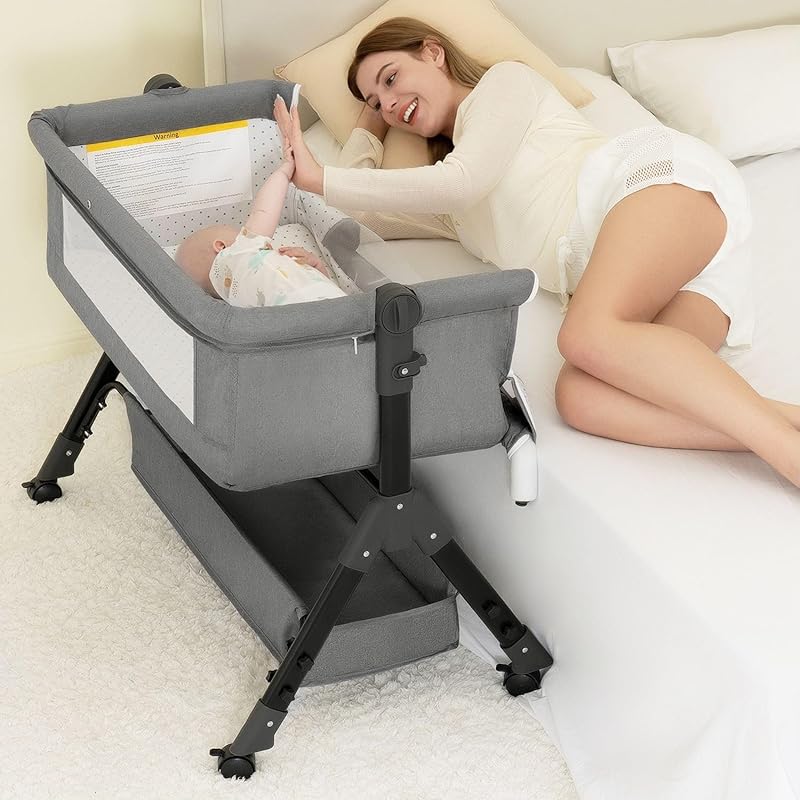 BCOL 3-in-1 Baby Bassinet Bedside Sleeper: Adjustable, Wheels, Storage