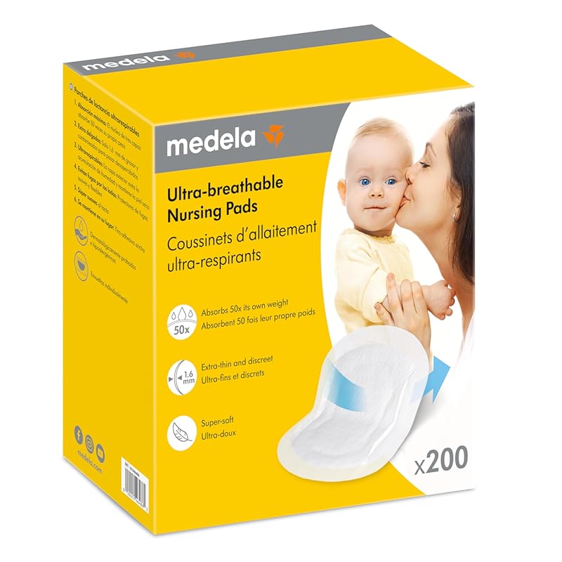 Medela Ultra-Breathable Nursing Pads, Highly Absorbent, Super Soft, Di