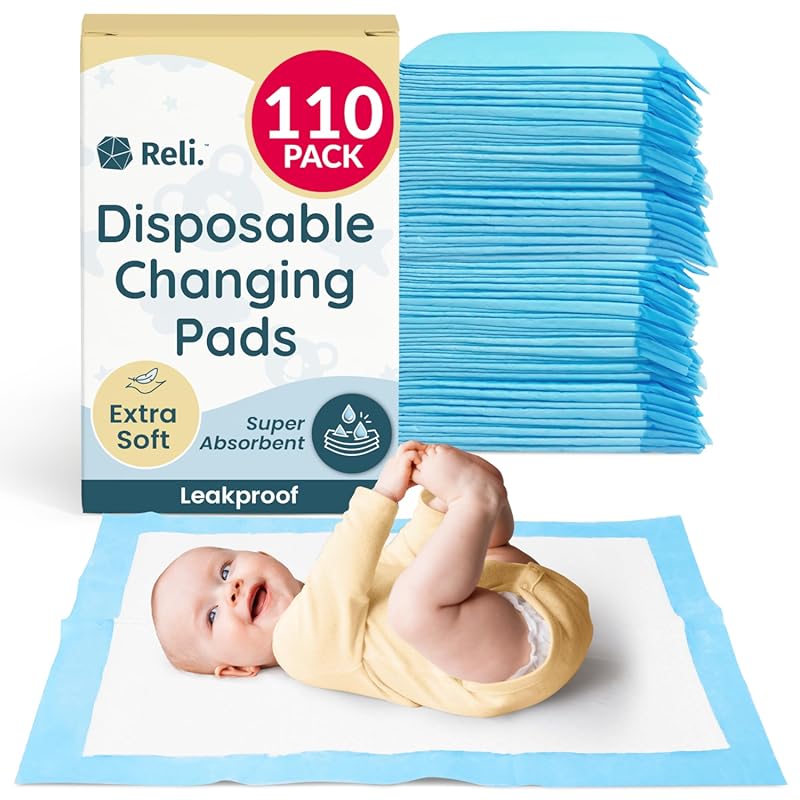 Reli. Disposable Changing Pads for Baby, 110-Pack 13x18