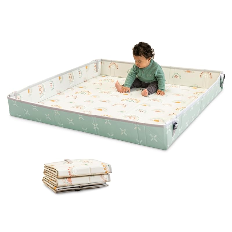 Infantino Foldable Soft Foam Play Mat 57", Lightweight, Wipeable for F