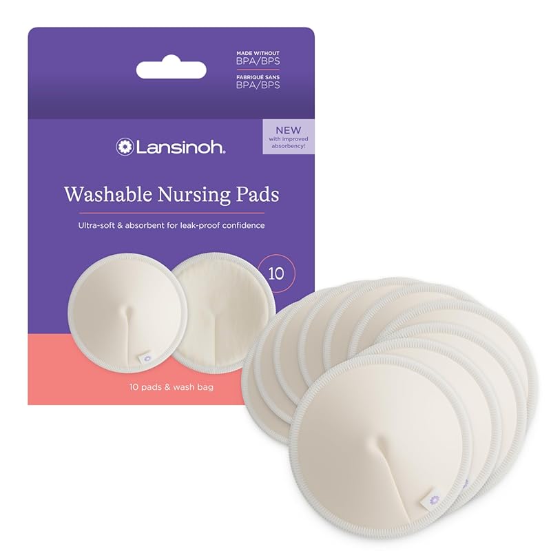 Lansinoh Washable Reusable Nursing Pads with Organic Bamboo Viscose & 