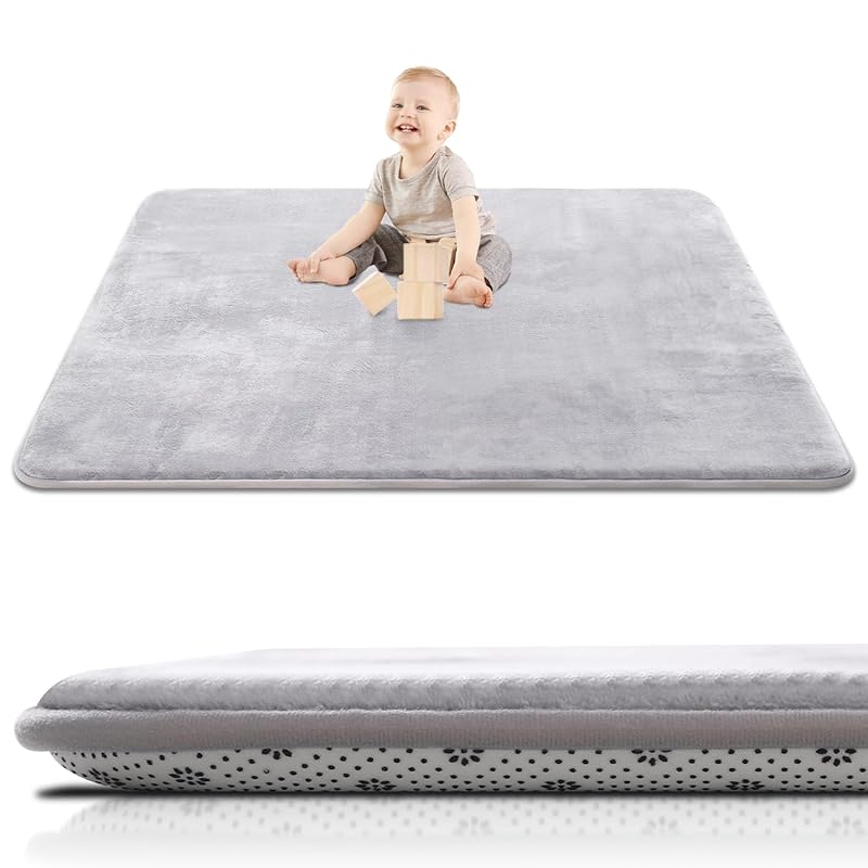 SEPARO Thick Foam Baby Play Mat 50x50 for Floor, Soft & Non-Slip (Grey