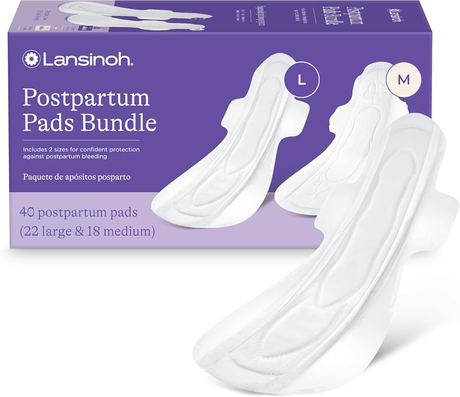 Lansinoh Postpartum Maxi Pads Bundle, 40 Count, Heavy Absorbency Overn
