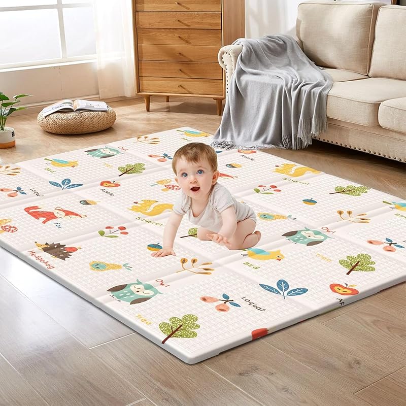 Foldable Baby Foam Play Mat 50x50 for Floor & Playpen, Portable, Water