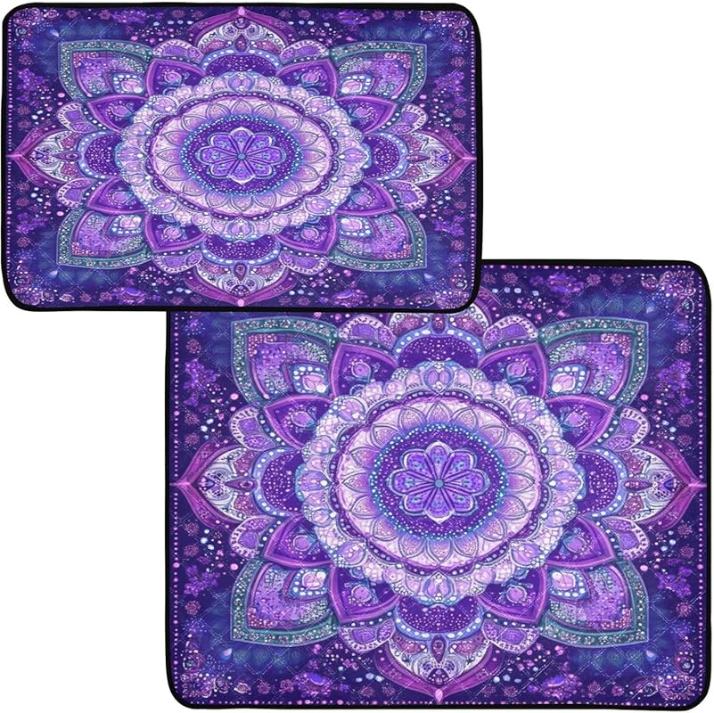 Washable Reusable Dog Pee Pads: Purple Mandala Floral Pattern Pet Trai