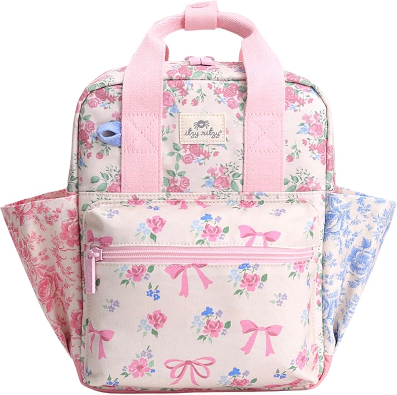 Itzy Ritzy Ribbons & Roses Toddler Daycare Backpack with Adjustable St