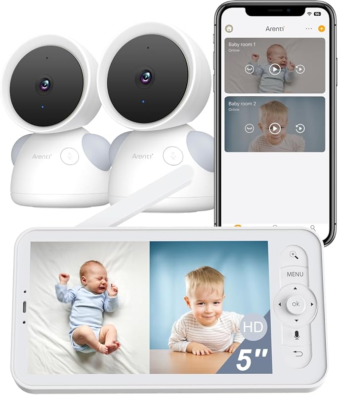 ARENTI D3 Set Baby Monitor: 2K/3MP WiFi 6, Dual Cameras, 5