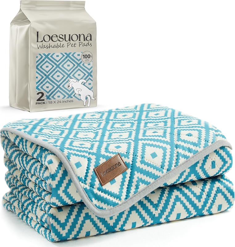 Washable Reusable Dog Pee Pads (2-Pack): Extra Thick, Super Absorbent,