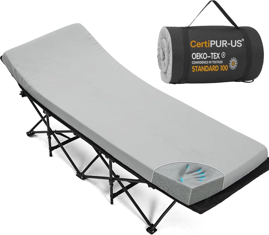 CYMULA 2-inch Memory Foam Camping Cot Mattress Pad, Soft Warm Non-Slip