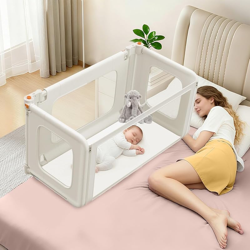 3-in-1 Bedside Bassinet Sleeper with Mosquito Net, Storage, Child Lock