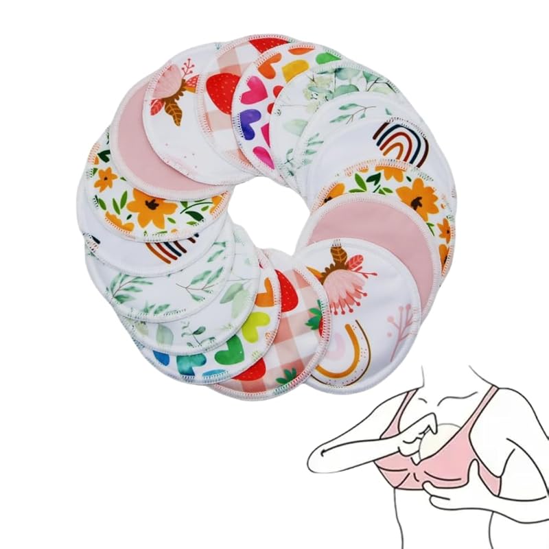 Reusable Washable Breast Pads 8 Pcs (4 Pairs), Random Prints Nursing P
