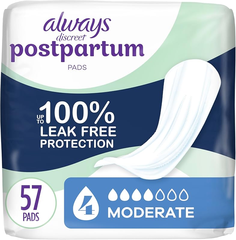 Always Discreet Postpartum Incontinence Pads for Women, Moderate Absor