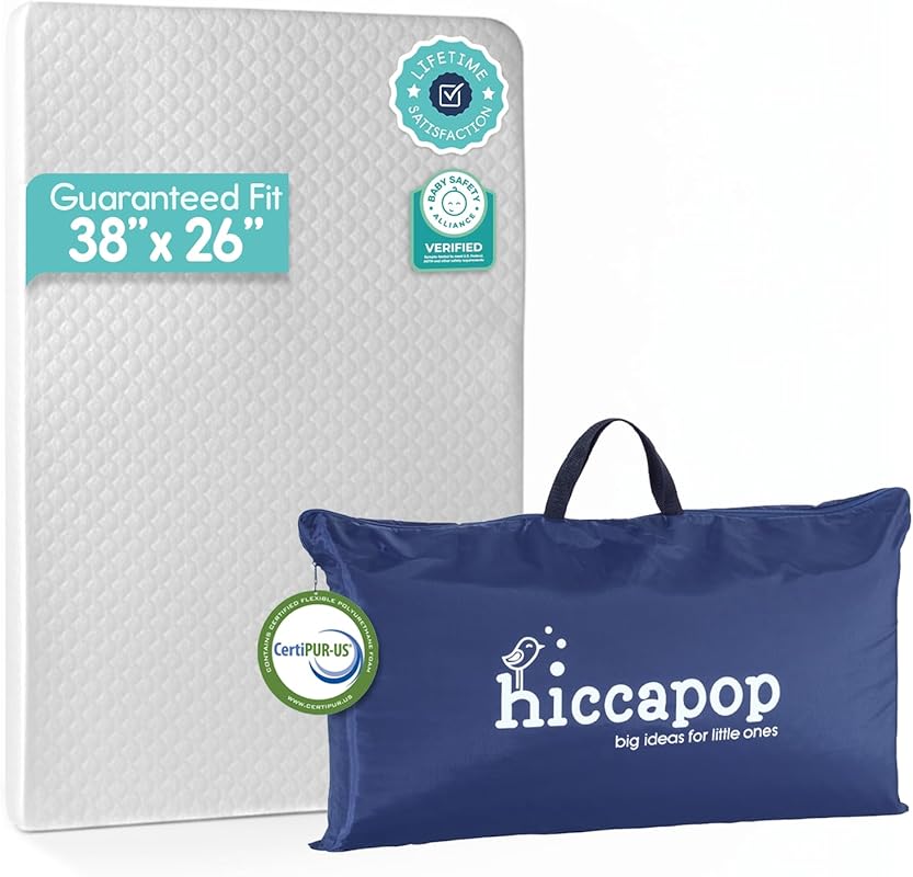 Hiccapop Playard Mattress Pad – Portable Playpen Crib Mattress with Ca