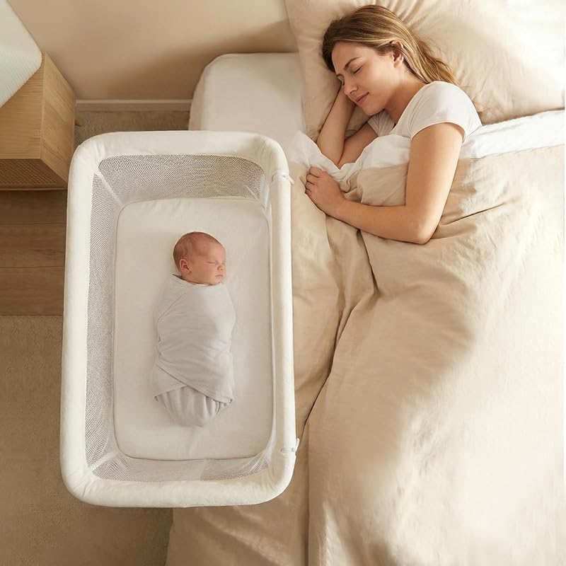 INFANS Over Bed Bassinet Bedside Sleeper with Lowering Wall, Adjustabl