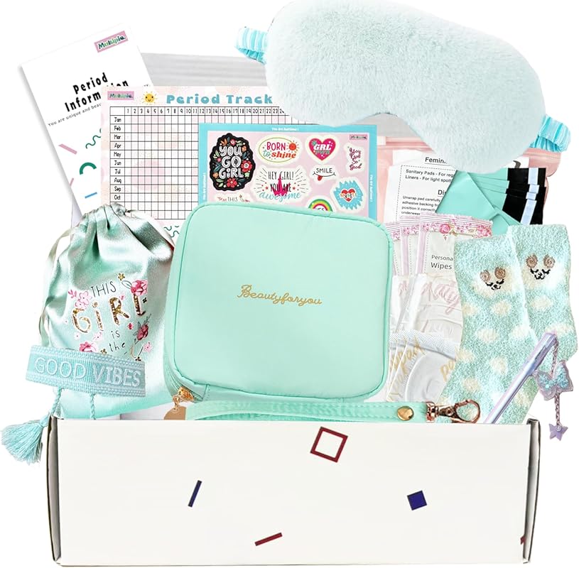 First Period Kit for Girls: 22 PC Gift Set with Pads, Wipes, Bag & Mor