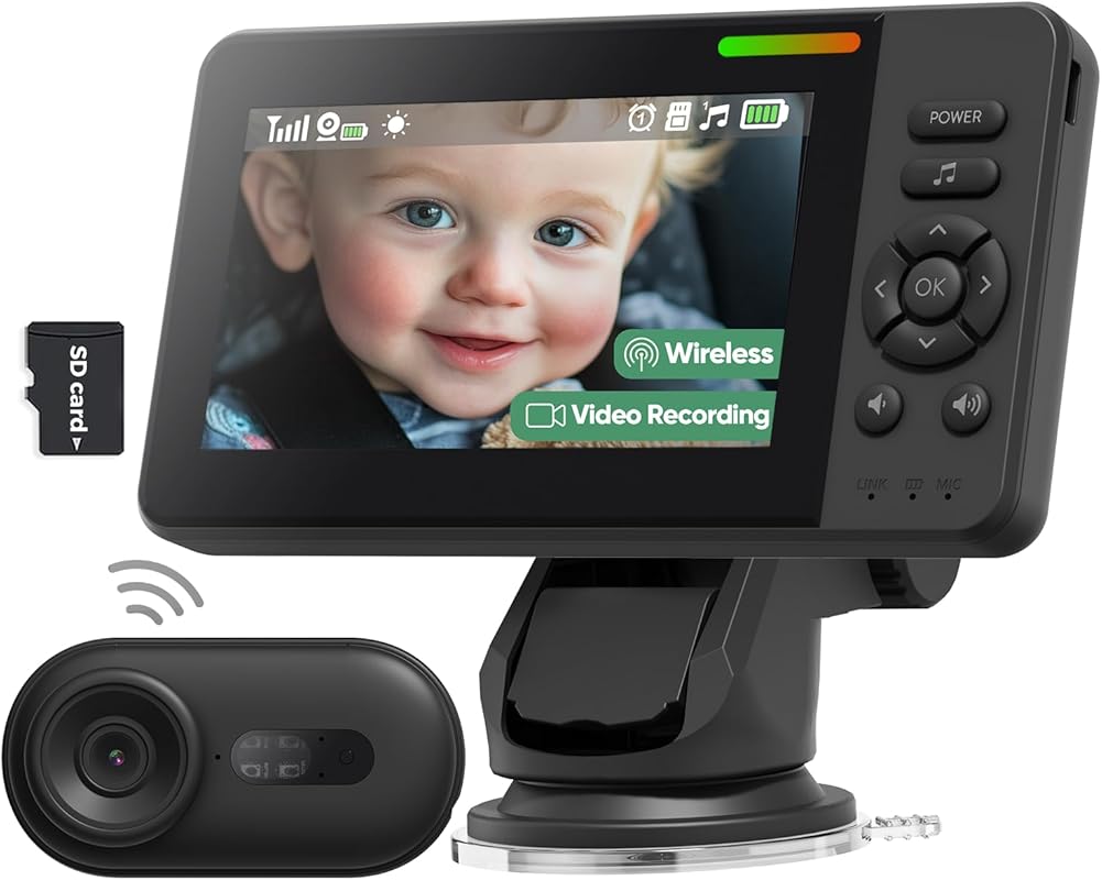 Wireless Baby Car Camera 1080P with Advanced Night Vision, 32H Battery