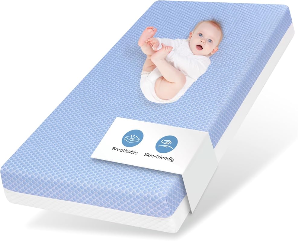 Dual Sided Memory Foam Crib & Toddler Mattress - Soft, Breathable, Was