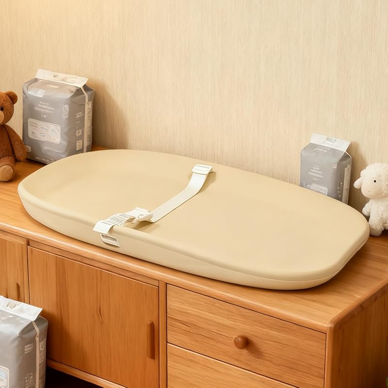 Wipe-Clean Baby Changing Pad: Non-Slip, Safety Strap, Peanut Contoured