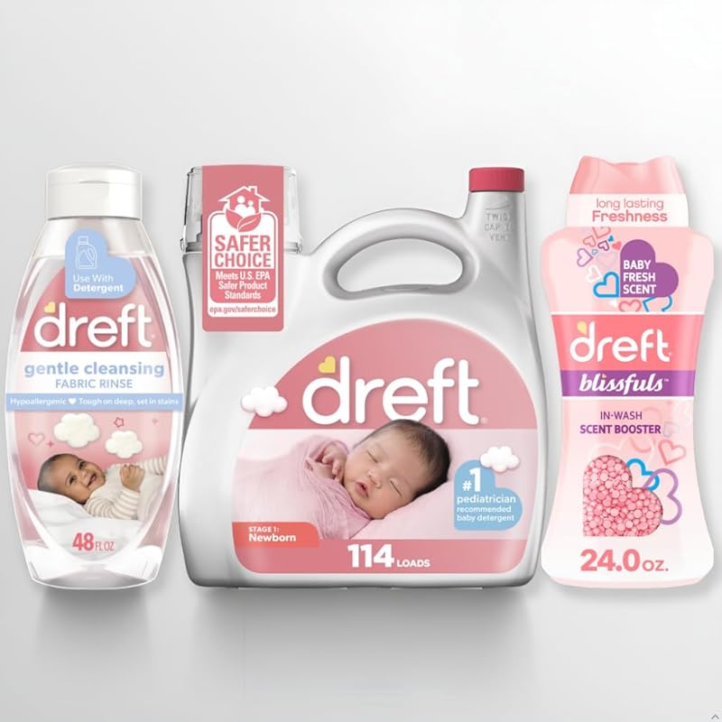Dreft Newborn Laundry Starter Kit: Hypoallergenic Detergent, Scent Boo