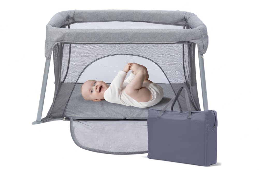 Lightweight Travel Crib - Portable Baby Playard，Foldable Play Yard wit