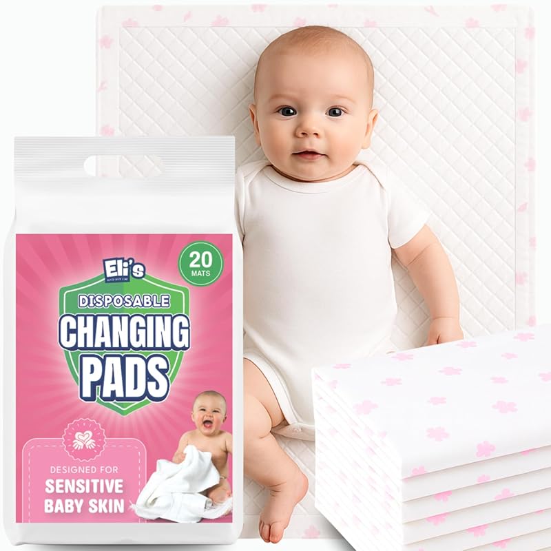 Eli with Love Disposable Baby Changing Pads, Floral 20-Pack Soft Water