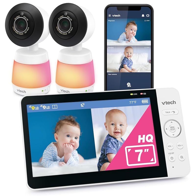 VTech Smart HQ Max Twin WiFi Baby Monitor with 2 Cameras, 7