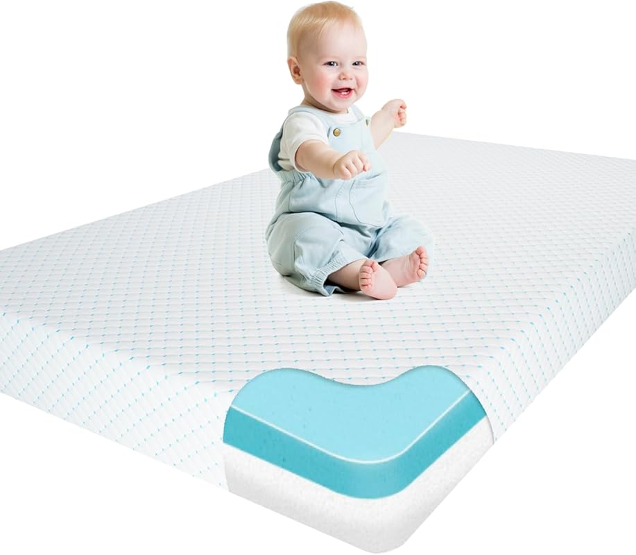 Dual Sided Memory Foam Mini Crib Mattress - Soft, Breathable, Portable