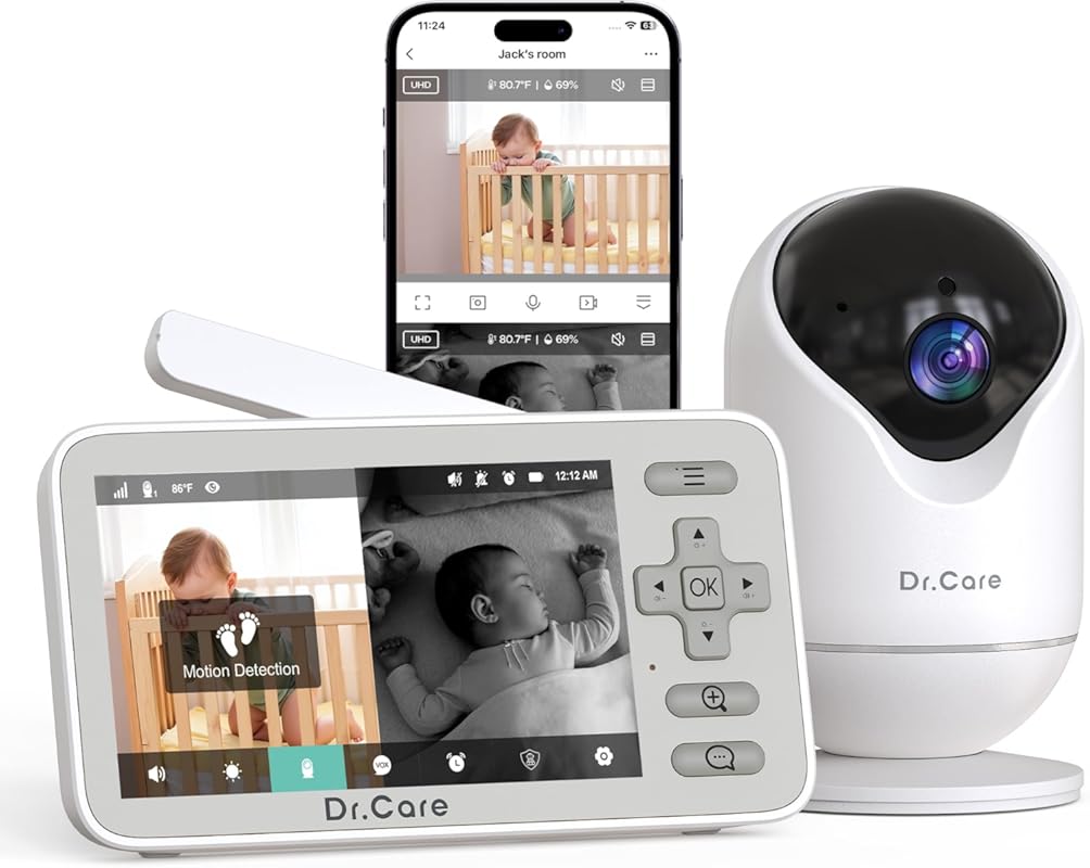 Dr.Care VistaView Lite Smart WiFi Baby Monitor, 4" 720p Split Screen, 