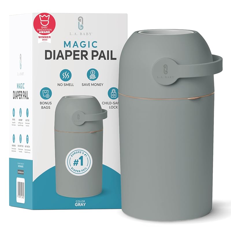 L.A. BABY Magic Diaper Pail: Patented 100% Odor-Free System with Child