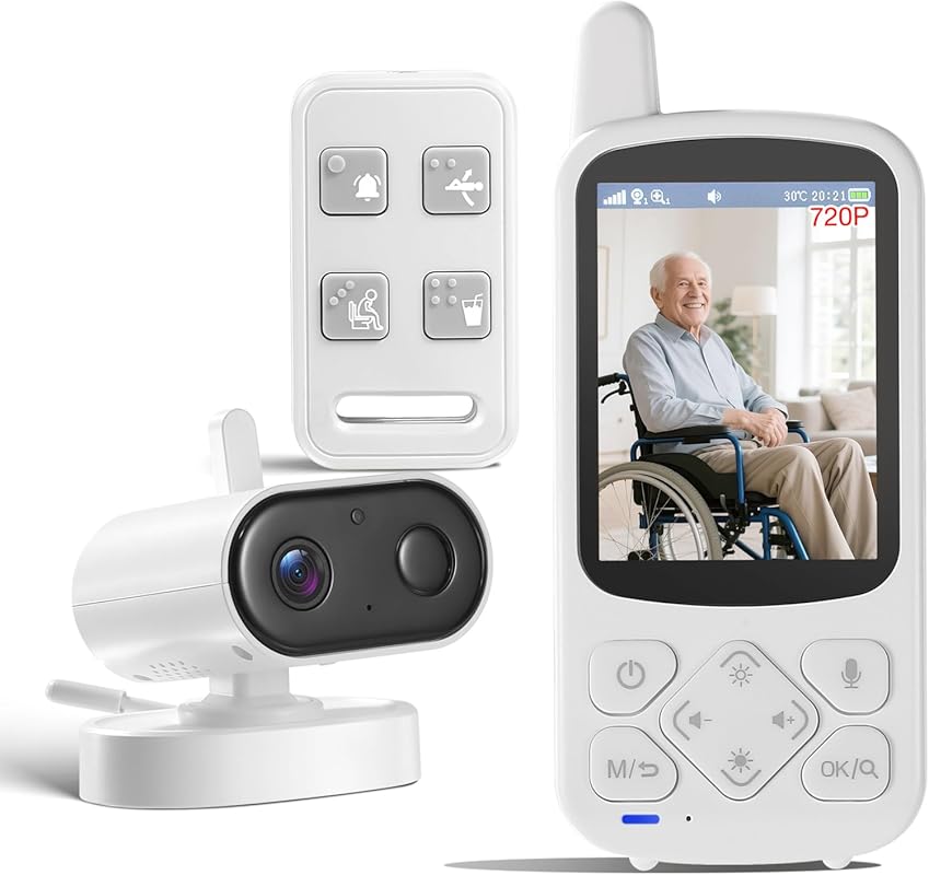 Elderly Monitor with Camera & Audio, Two-Way Talk, Call Button & Med R