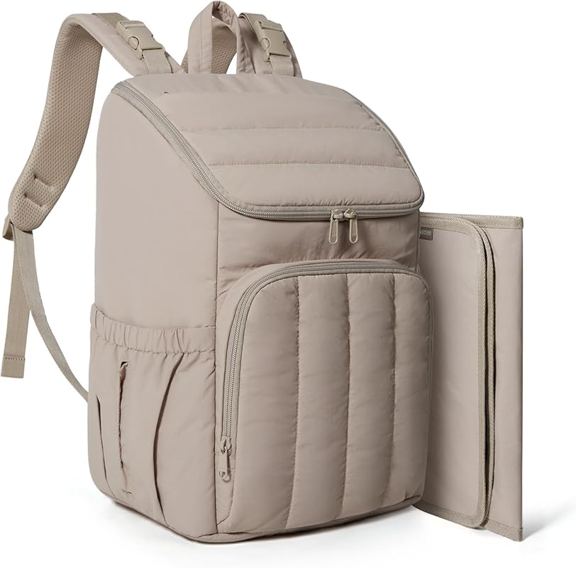 BAGSMART Large Quilted Puffy Diaper Bag Backpack for Mom, Lightweight 