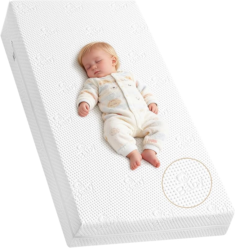 Dual Sided Memory Foam Crib & Toddler Mattress - Fits Standard Baby & 